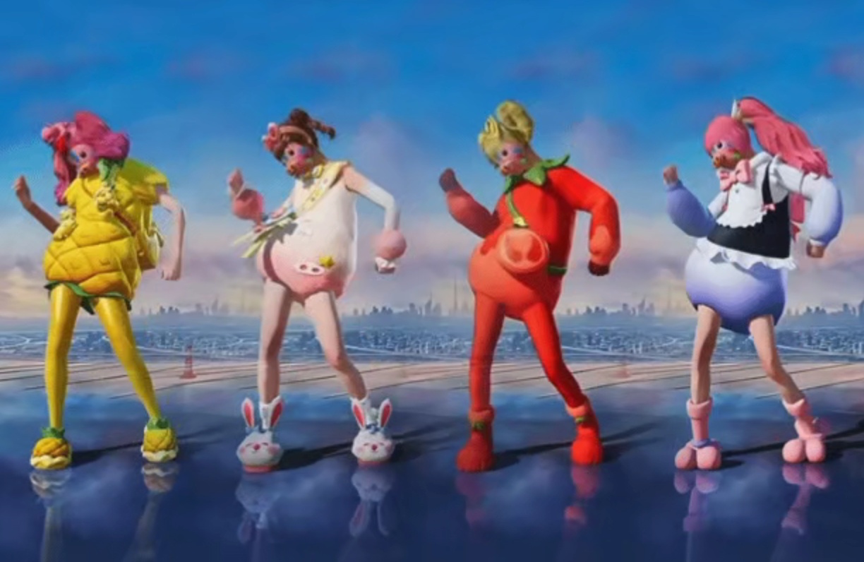 玩家穿着“小番茄”跳最新的“龙虾慢摇”舞蹈
